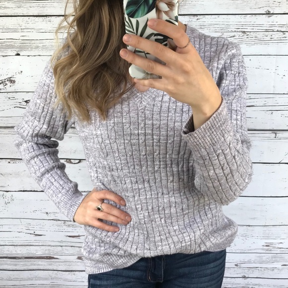 croft & barrow Sweaters - Croft&Barrow Marled Cable Knit Long Sleeve Sweater
